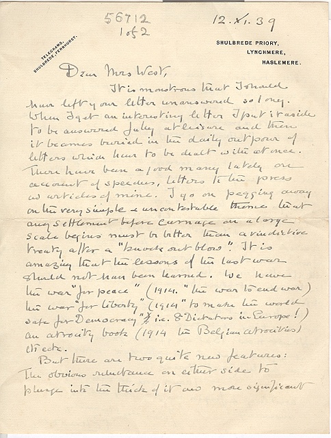 PONSONBY — Pair of Autograph Letters Signed to Mrs Barbara WEST, | Sophie Dupré Autographs