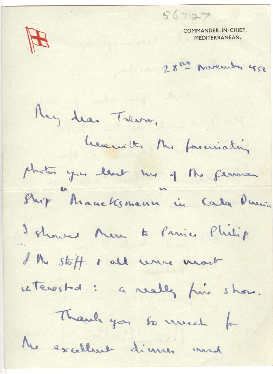 MOUNTBATTEN — Fine Autograph Letter Signed to Captain J. Trevor LEAN, D.S.O., | Sophie Dupré Autographs