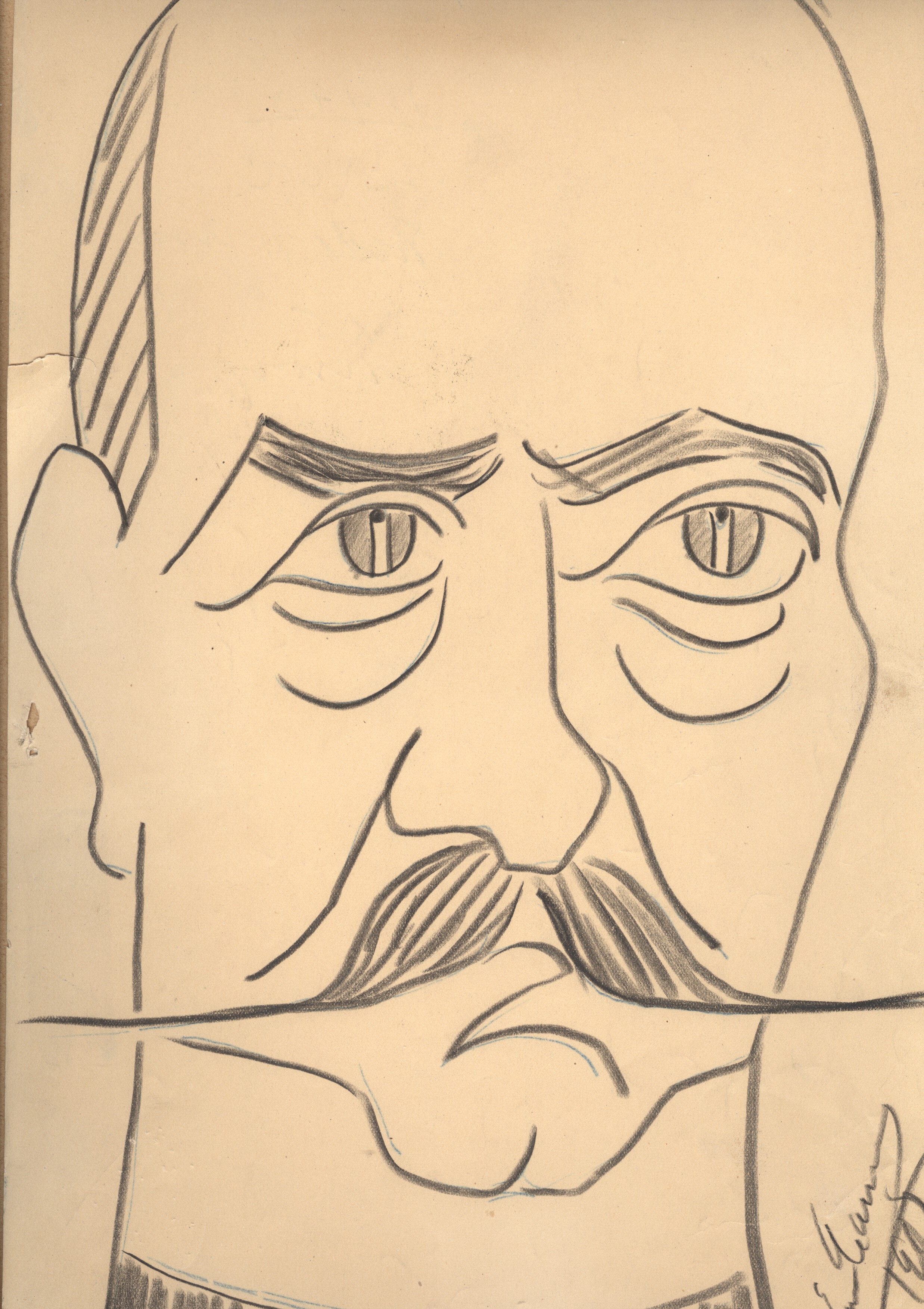 CARUSO — Excellent Caricature Portrait Signed 'Enrico Caruso' and dated by him, of GEORGE I of Greece, | Sophie Dupré Autographs