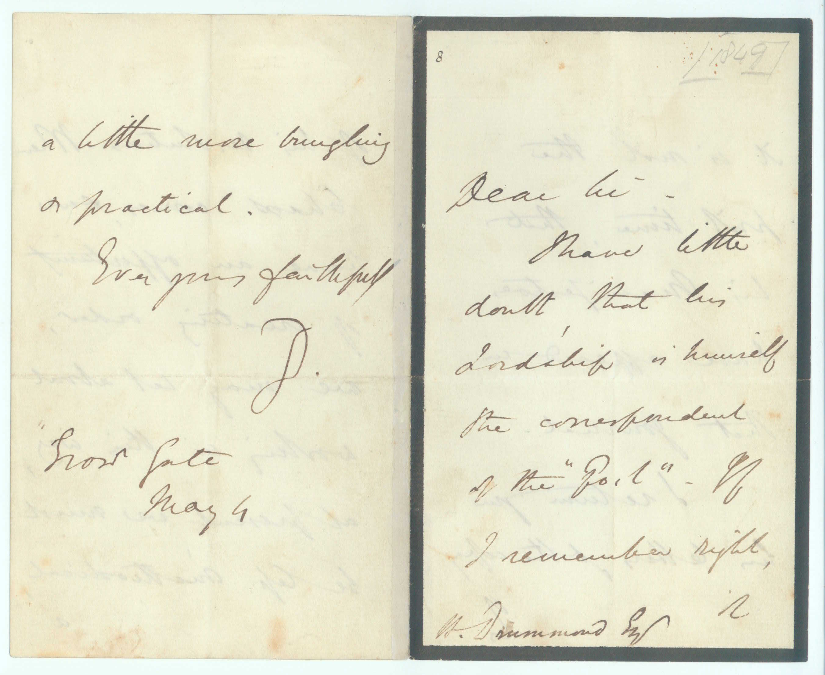 DISRAELI — Fine Autograph Letter Signed with initial 'D' to H. Drummond, | Sophie Dupré Autographs