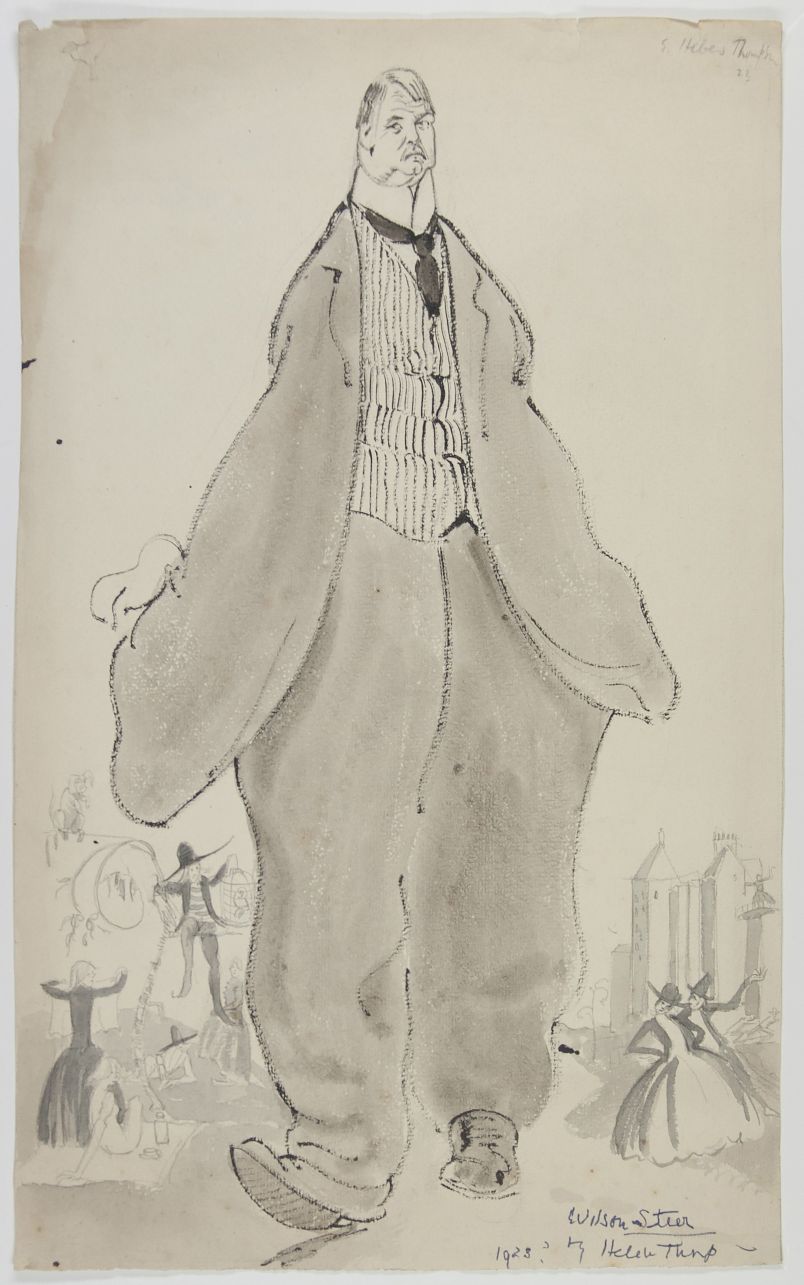 THOMPSON — Amusing Signed Caricature Portrait in Pencil and Grey Wash of Philip Wilson STEER, | Sophie Dupré Autographs