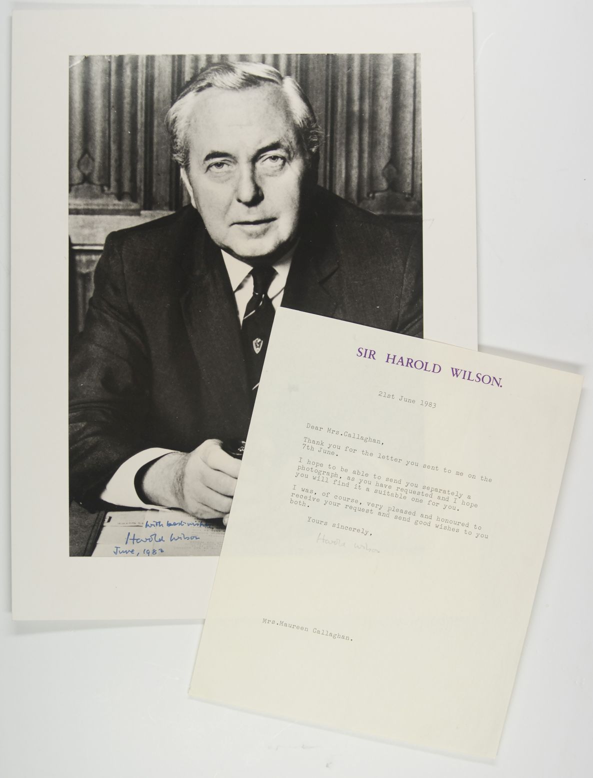 WILSON — Fine large Portrait Photograph, signed, inscribed and dated, | Sophie Dupré Autographs