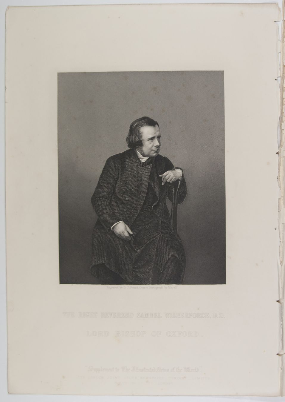 [WILBERFORCE — Fine Large Unsigned Portrait Engraved by D.J. Pound from a Photograph by Mayall, | Sophie Dupré Autographs