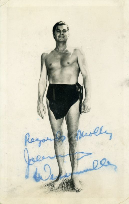 WEISSMULLER — Postcard photo signed and inscribed | Sophie Dupré Autographs