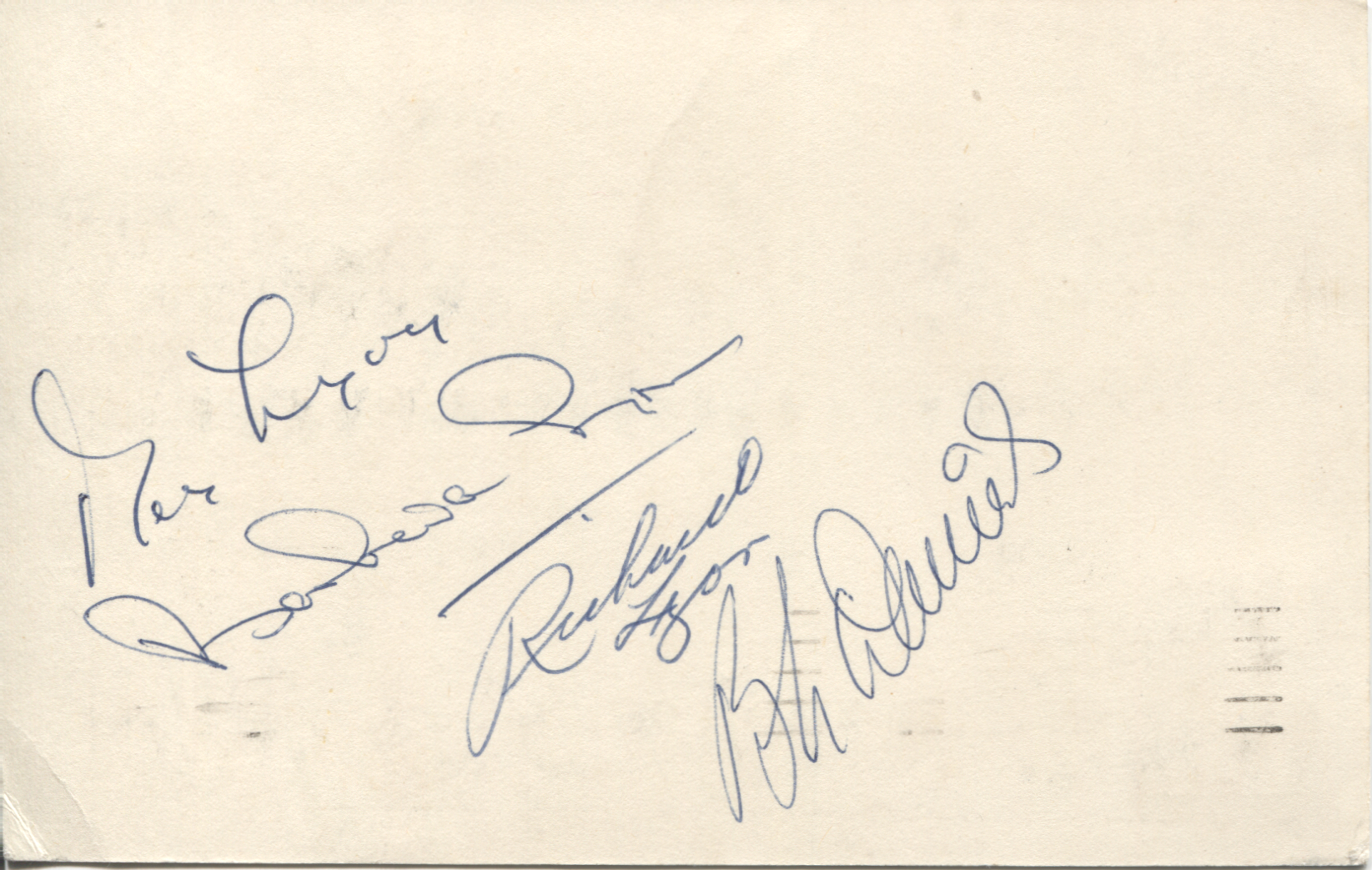 LYON — Both signatures together on a postcard together with other members of their family | Sophie Dupré Autographs