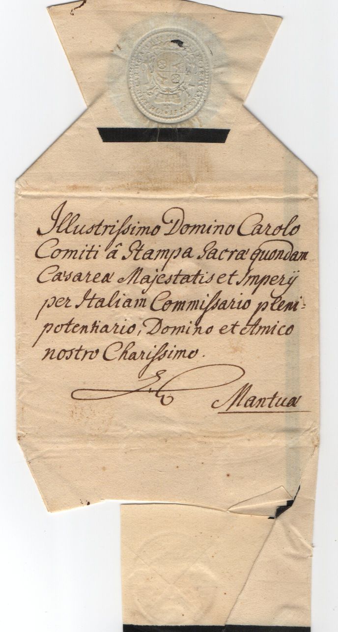OSTEIN — Fine letter in Latin (with translation) signed 'J Fridericus Carolus Elector' to Carlo a Stampa, in Mantua, Envoy Plenipotentiary in Italy of the late Holy Roman Emperor | Sophie Dupré Autographs